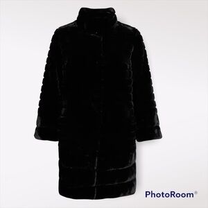 GALLERY New York Women’s Faux Fur Swing button down Jacket black size Small